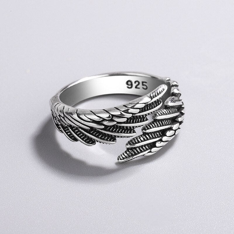 Vintage Women's Ring Feather Wing Dating Jewelry Aesthetic Accessories Christmas Items With  GaaBou Jewellery