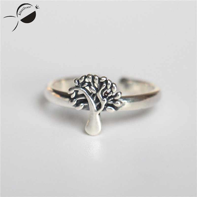 Vintage Women's Rings 925 Silver 2020 New Tree Pattern Adjusted Ring Female Jewelry Gift Party Opening Ring Sterling Silver