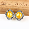 Vintage Yellow Chalcedony Silver Earrings for Women Flower 925 Sterling Silver Earrings Wedding Female Stud Earrings 2020
