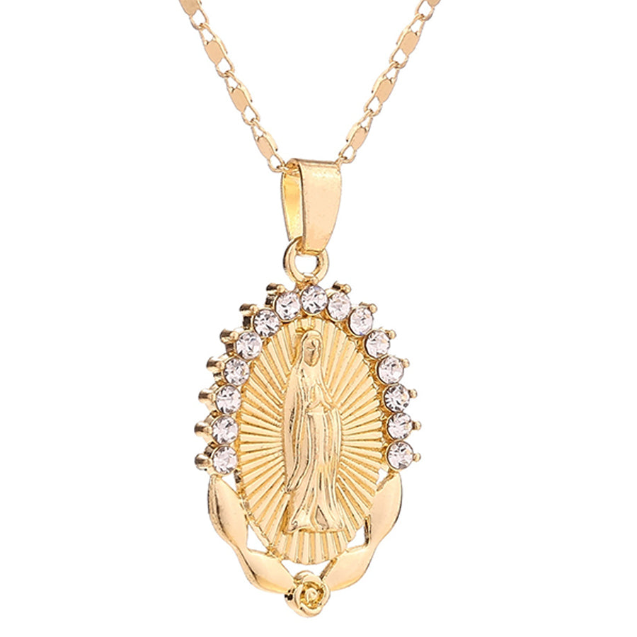 Virgin Mary Necklaces & Pendants Stainless Steel Statement Necklace Women Crystal Pendant Fashion Christian Gold Silver Jewelry