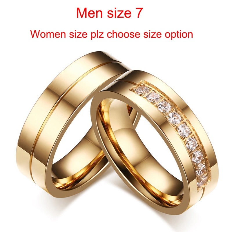 1 Pair Wedding Rings for Women Men Couple Promise Band Stainless Steel Anniversary Engagement Jewelry Alliance Bijoux