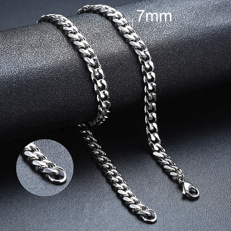 Vnox Basic Punk Stainless Steel Necklace for Men Women Curb Cuban Link Chain Chokers Vintage Black Gold Tone Solid Metal