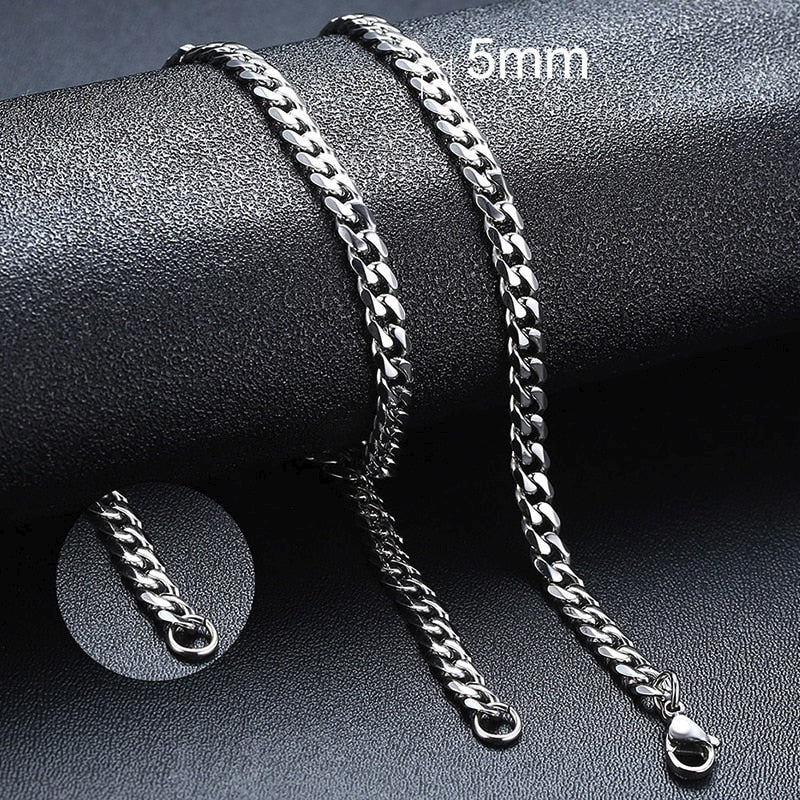 Vnox Basic Punk Stainless Steel Necklace for Men Women Curb Cuban Link Chain Chokers Vintage Black Gold Tone Solid Metal