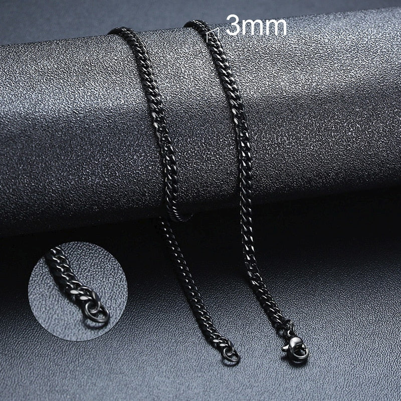 Vnox Basic Punk Stainless Steel Necklace for Men Women Curb Cuban Link Chain Chokers Vintage Black Gold Tone Solid Metal