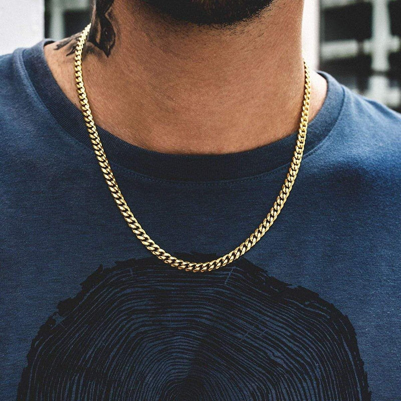 Vnox Basic Punk Stainless Steel Necklace for Men Women Curb Cuban Link Chain Chokers Vintage Black Gold Tone Solid Metal