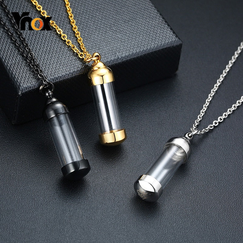 Can Open Hollow Tube Necklaces for Women Men Urn Ashes Cremation Memorial Pendants Stainless Steel Unisex Gifts Jewelry