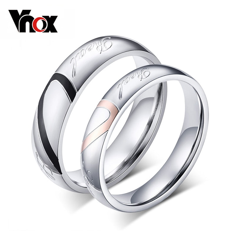 Classic Wedding Rings for Women Men Love Heart Promise Gift Engrave Name Servise