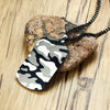 Vnox Cool Camouflage Dog Tag Necklace Pendant Men Soldier Army Chain 24"