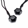 Vnox Drop Shipping Black Obsidian Necklace Star Of David RongDe Men Pendant Lucky Love Crystal Jewelry With Free Adjustable Rope