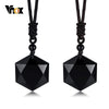 Vnox Drop Shipping Black Obsidian Necklace Star Of David RongDe Men Pendant Lucky Love Crystal Jewelry With Free Adjustable Rope