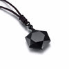 Vnox Drop Shipping Black Obsidian Necklace Star Of David RongDe Men Pendant Lucky Love Crystal Jewelry With Free Adjustable Rope