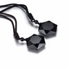 Vnox Drop Shipping Black Obsidian Necklace Star Of David RongDe Men Pendant Lucky Love Crystal Jewelry With Free Adjustable Rope