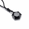 Vnox Drop Shipping Black Obsidian Necklace Star Of David RongDe Men Pendant Lucky Love Crystal Jewelry With Free Adjustable Rope