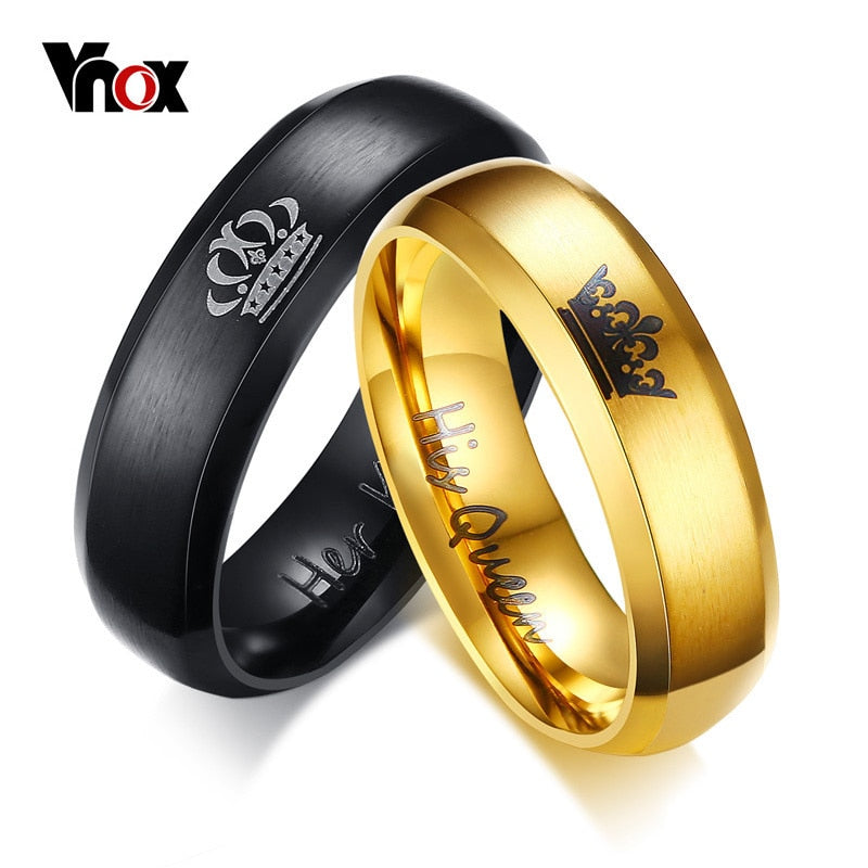 Drop Shipping Engagement Ring Unique Gift for Lover His QueenHer King  Couple Wedding Bands Ring for Women Men Jewelry