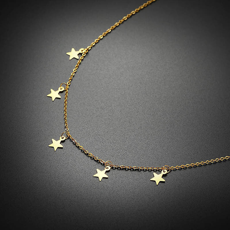 Elegant Star Charms Chokers Necklaces for Women Stainless Steel Trendy Female Party Girl Street Wear Jewelry Adjustable