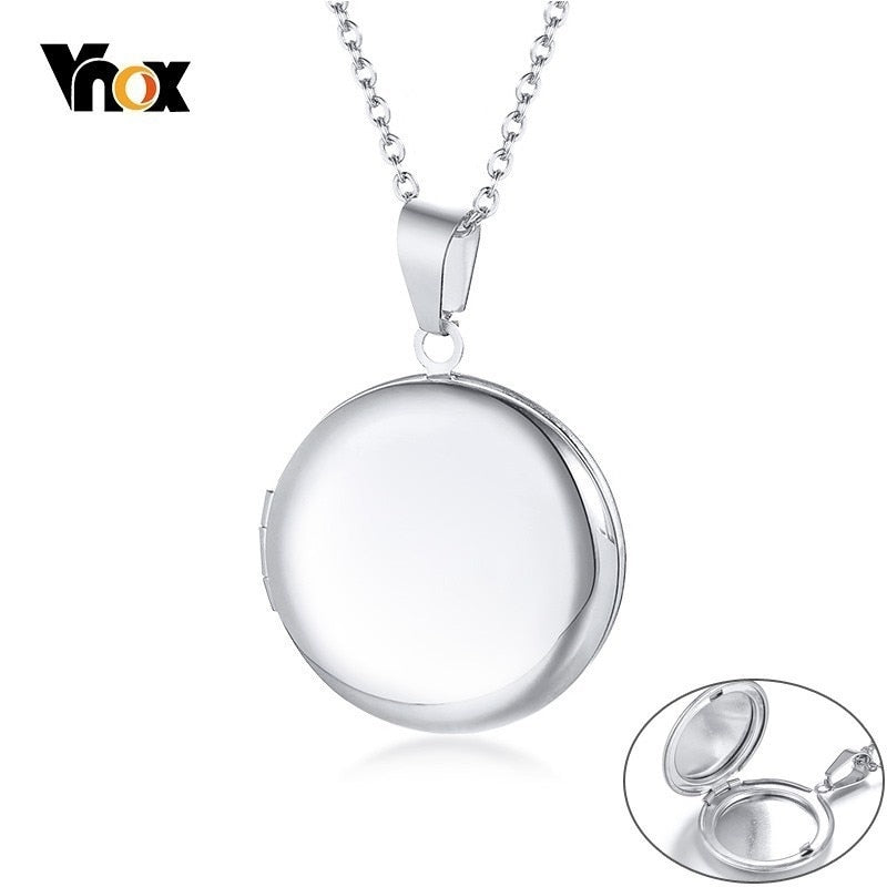 Vnox Forever Love Locket Necklace Pendant for Women Man Photo Frame Memory Keepsake Valentine's Day Jewelry