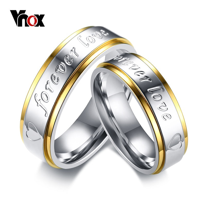 Forever Love Wedding Ring for Women Men 6mm Stainless Steel Engagement Promise Ring Heart Valentine's D Jewelry