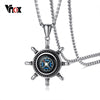 Vnox Functional Men Necklace Rudder Compass Pendant Stainless Steel Stylish Male Jewelry Sailor Navy Accessories Gift 24" Chain