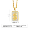 Vnox Heavy Chunky Necklace for Men, Gold Tone Stainless Steel Dollar Pad with Bling AAA CZ Stones Pendant, Punk Rock Boy Jewelry