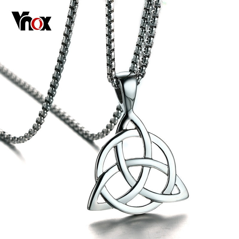 Vnox Interlocked Knot Pendant Men Necklace Stainless Steel YHWH Theological Theory Symbol Cross Male Jewelry Free 24