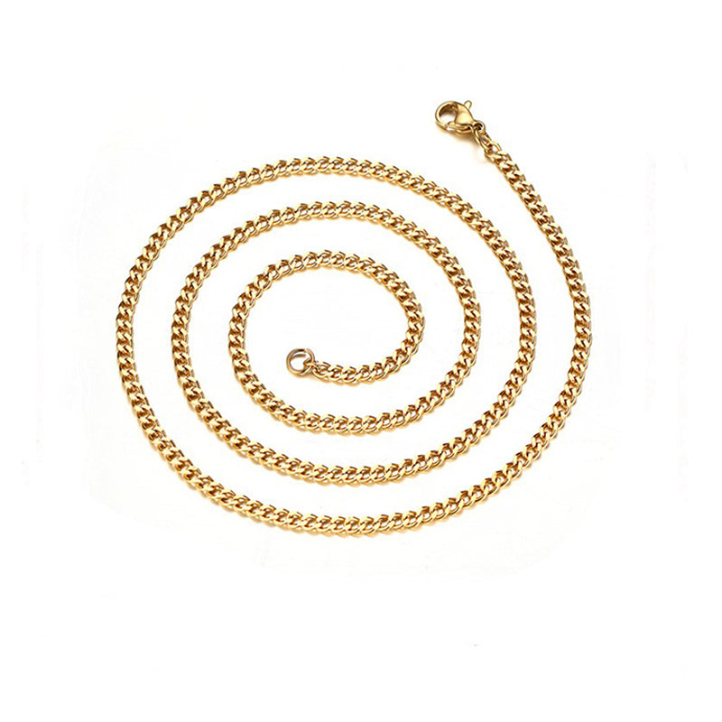 Men's Long Curb Link Chain Necklace Black Gold Silver Color Stainless Steel Male Colar Accessories Jewelry