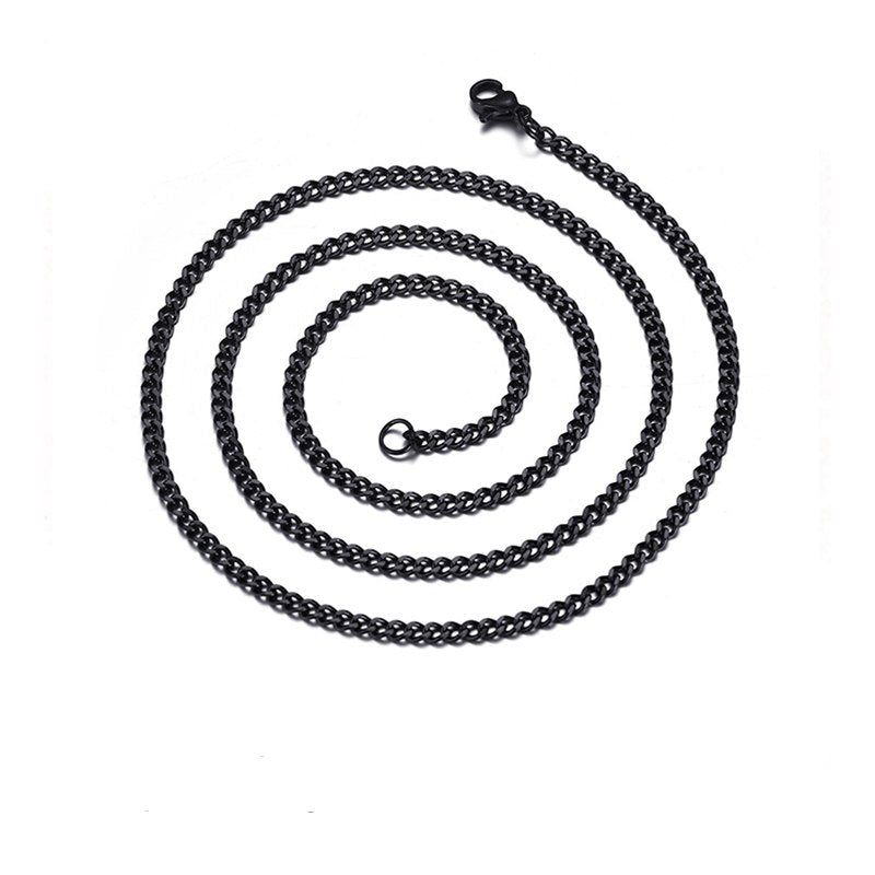 Men's Long Curb Link Chain Necklace Black Gold Silver Color Stainless Steel Male Colar Accessories Jewelry