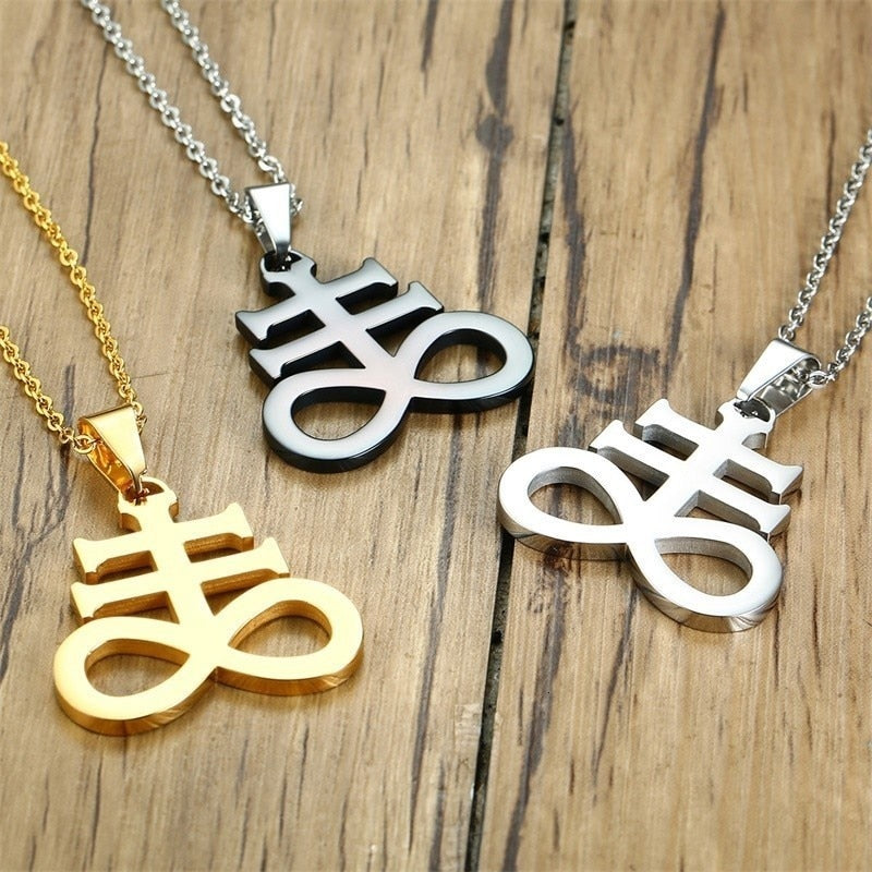 Vnox Men's Satan Cross Necklaces High Polished Stainless Steel Male Collar Free 24" O Chain Three Color Option