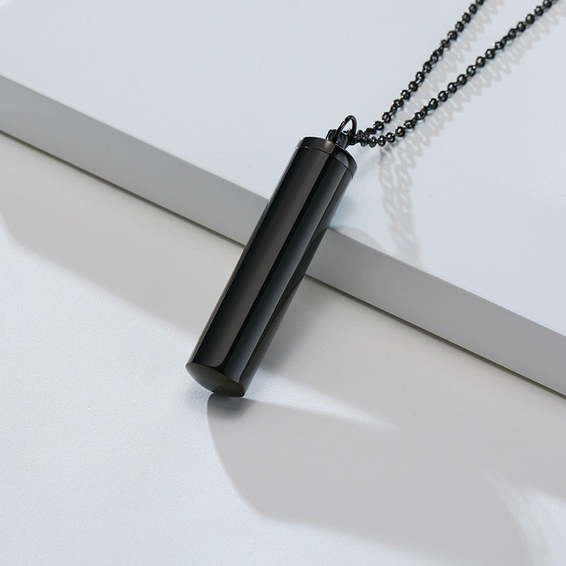 Vnox Minimalist Urn Cremation Necklaces for Men Women,Hollow Tube Memorial Ashes Pendant Vial, Keepsake Gift Perfume Holder