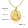 Vnox Mother of God Necklace Pendant Gold-color Stainless Steel Christian Jewelry