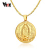 Vnox Mother of God Necklace Pendant Gold-color Stainless Steel Christian Jewelry