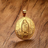 Vnox Mother of God Necklace Pendant Gold-color Stainless Steel Christian Jewelry