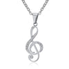 Vnox Musical Note Pendant Necklace for Women Stainless Steel Silver / Black / Gold Color 20 Chain