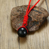Vnox Natural Obsidian Good Luck Bead Pendant Adjustable Length Red Rope Chain Choker Necklaces for Woman Bijoux