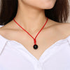 Vnox Natural Obsidian Good Luck Bead Pendant Adjustable Length Red Rope Chain Choker Necklaces for Woman Bijoux