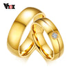 New Stylish Gold Color Engagement Promise Finger Ring 6MM Stainless Steel Wedding Ring for Women Men Valentine's D Gift