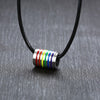 Vnox Rainbow Round Circle Pendant Necklaces for Men Woman LGBT Jewelry with Black Leather Cord Chain