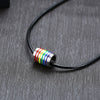 Vnox Rainbow Round Circle Pendant Necklaces for Men Woman LGBT Jewelry with Black Leather Cord Chain