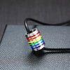 Vnox Rainbow Round Circle Pendant Necklaces for Men Woman LGBT Jewelry with Black Leather Cord Chain