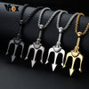 Vnox Rock Punk Neptune Trident Pendant Necklaces for Men Women,Hip Hop Stainless Steel Statement Sea Necklace Accessories