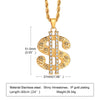 Vnox Rock US Dollar Pendant for Men, Gold Color Stainless Steel with CZ Stones Necklace, Heavy Punk Hiphop Boys Necklace