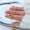 Vnox Simple Oval Circle Necklaces for Women Jewelry, Gold Color Stainless Steel Round Geometric Pendant,Chain Length Adjustable