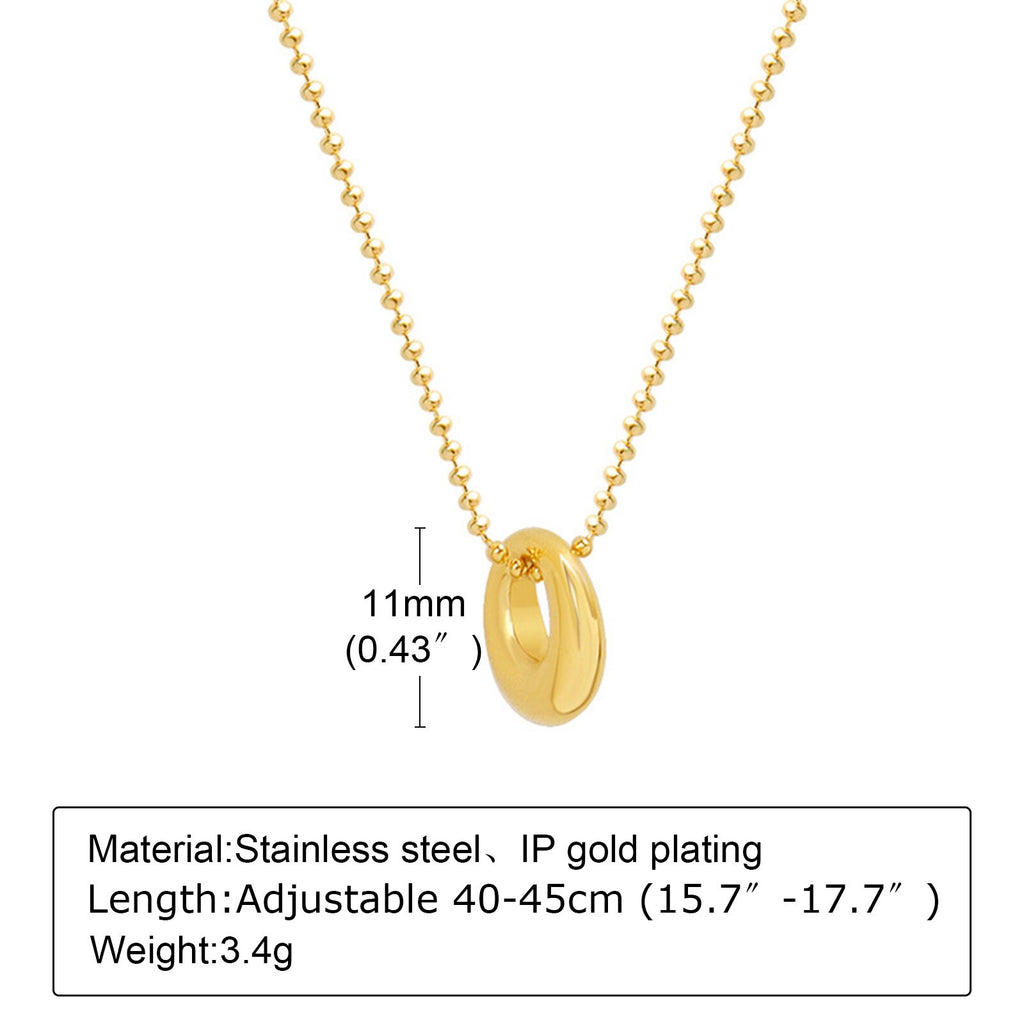 Vnox Simple Oval Circle Necklaces for Women Jewelry, Gold Color Stainless Steel Round Geometric Pendant,Chain Length Adjustable