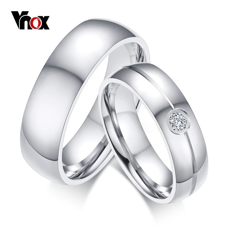 Simple Stainless Steel Wedding Bands Ring for Women Men Never Fade Silver Color Female Male Classic Engagement Alliance