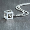 Vnox Special Cube Shape Pendant for Men Industrial Style Male Necklace Stainless Steel Casual Jewelry with 24" Curb Chain