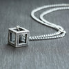 Vnox Special Cube Shape Pendant for Men Industrial Style Male Necklace Stainless Steel Casual Jewelry with 24" Curb Chain
