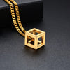 Vnox Special Cube Shape Pendant for Men Industrial Style Male Necklace Stainless Steel Casual Jewelry with 24" Curb Chain