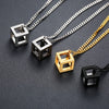 Vnox Special Cube Shape Pendant for Men Industrial Style Male Necklace Stainless Steel Casual Jewelry with 24" Curb Chain