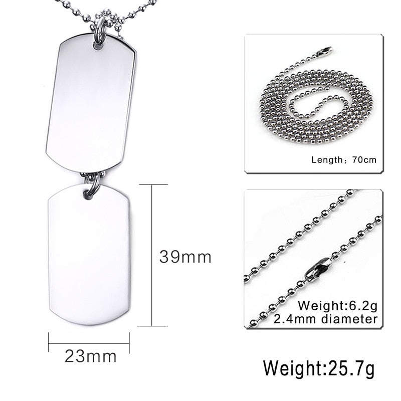 Vnox Stainless Steel Double Dog Tag Necklace for Men High Polished Pendant ID Men Jewelry 24&quot; Chain Necklace