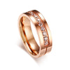 Trendy Wedding Bands Rings for Women / Men Love Rose Gold-color Stainless Steel CZ Promise Jewelry alliance anel