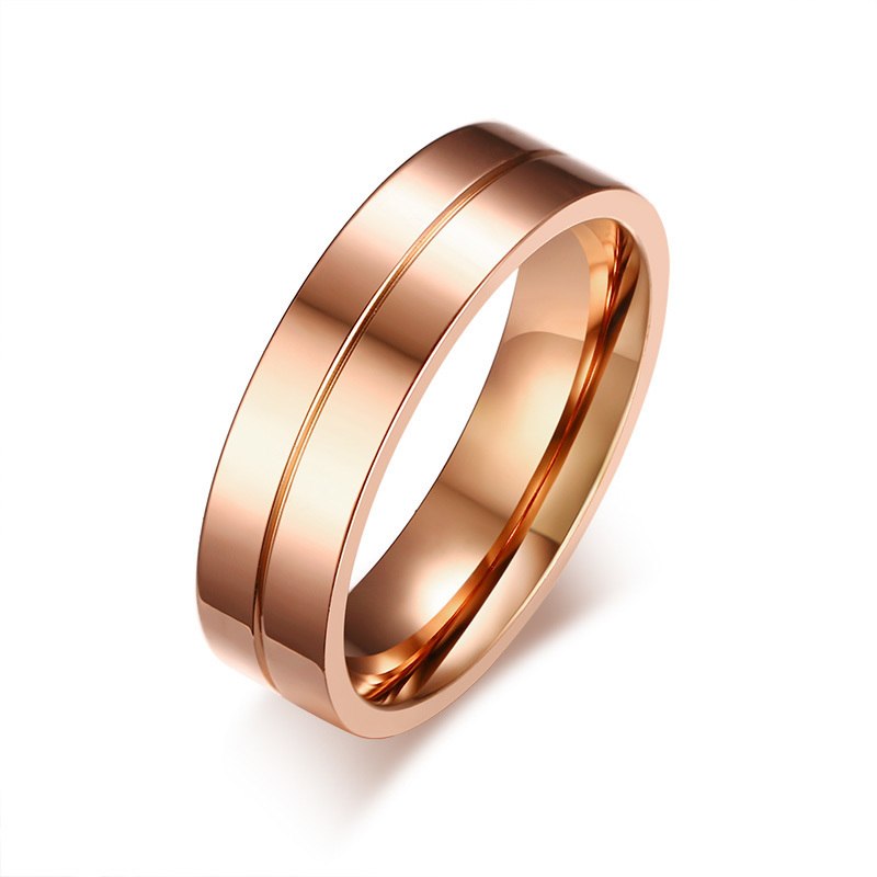 Trendy Wedding Bands Rings for Women / Men Love Rose Gold-color Stainless Steel CZ Promise Jewelry alliance anel